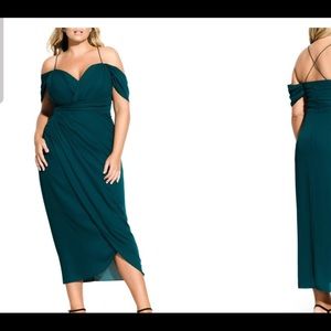 Plus Size Off-Shoulder Faux Wrap Midi Cocktail Dress By City Chic Size 18-NWT!
